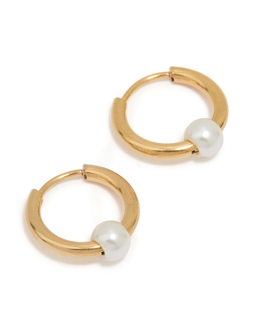 Gold Plated Surgical Steel Pearl Huggie Earrings