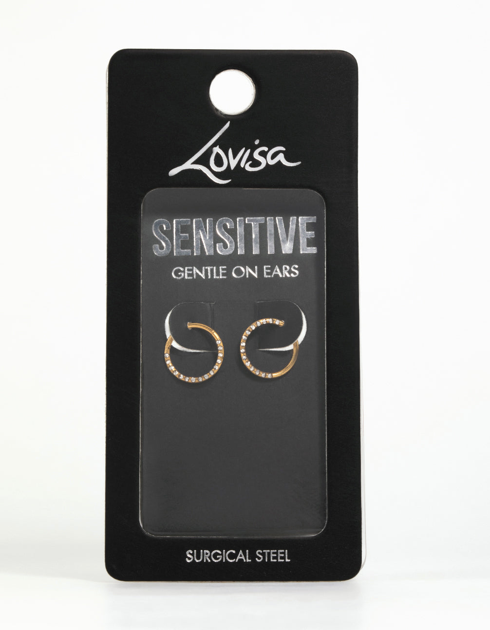 Gold Plated Surgical Steel Diamante Pavé Hoop Earrings