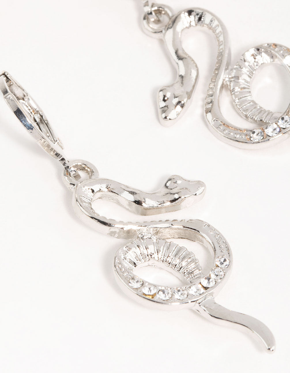 Silver Curved Snake Hoop Earrings