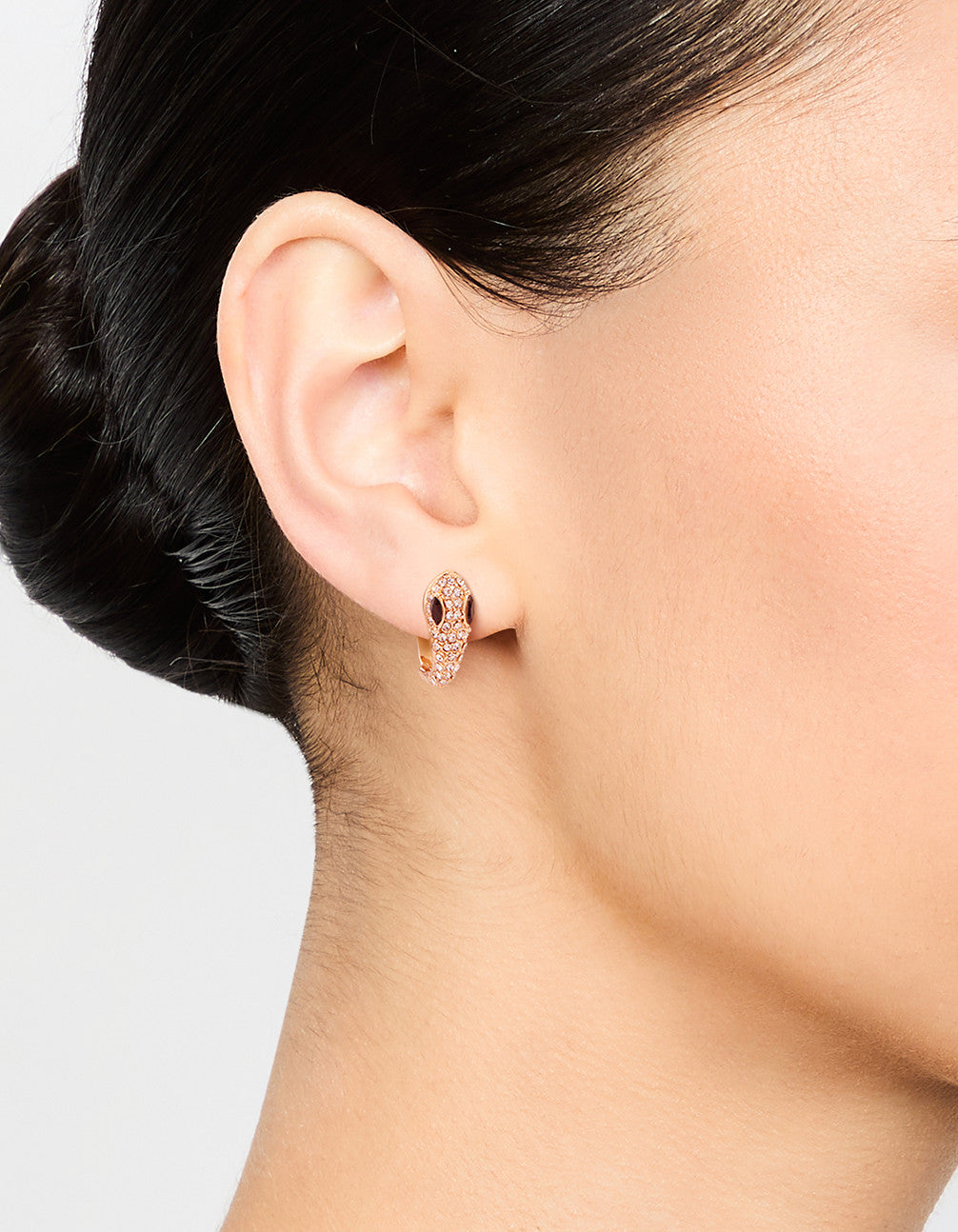 Gold Cubic Zirconia Small Snake Hoop Earrings