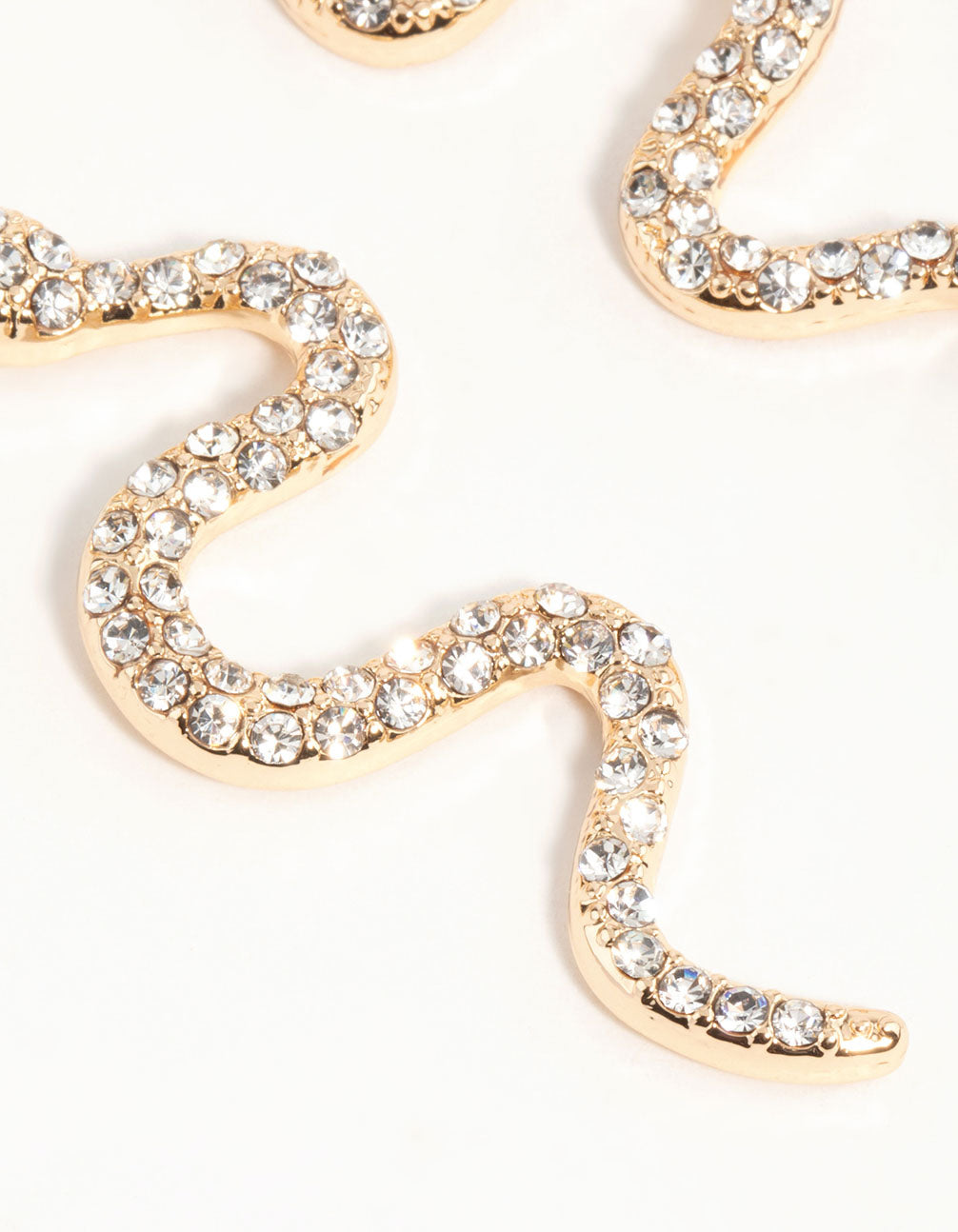 Gold Diamante Star & Snake Drop Earrings
