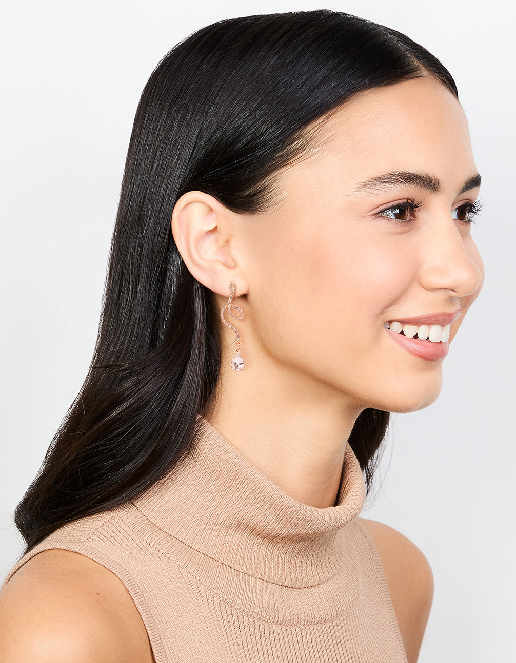 Gold Diamante Snake Drop Earrings
