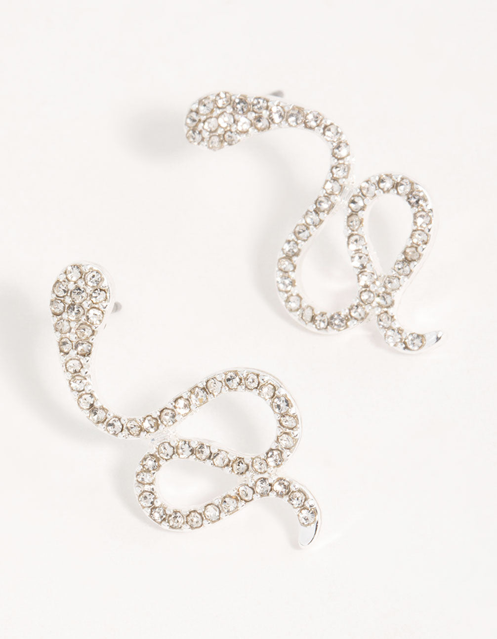 Silver Thin Curved Snake Stud Earrings