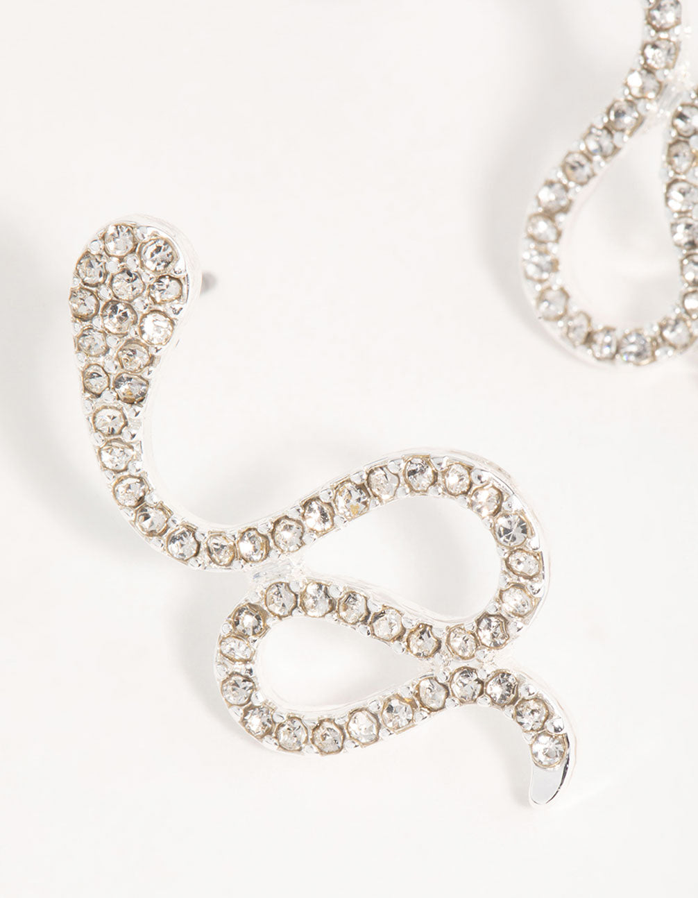 Silver Thin Curved Snake Stud Earrings