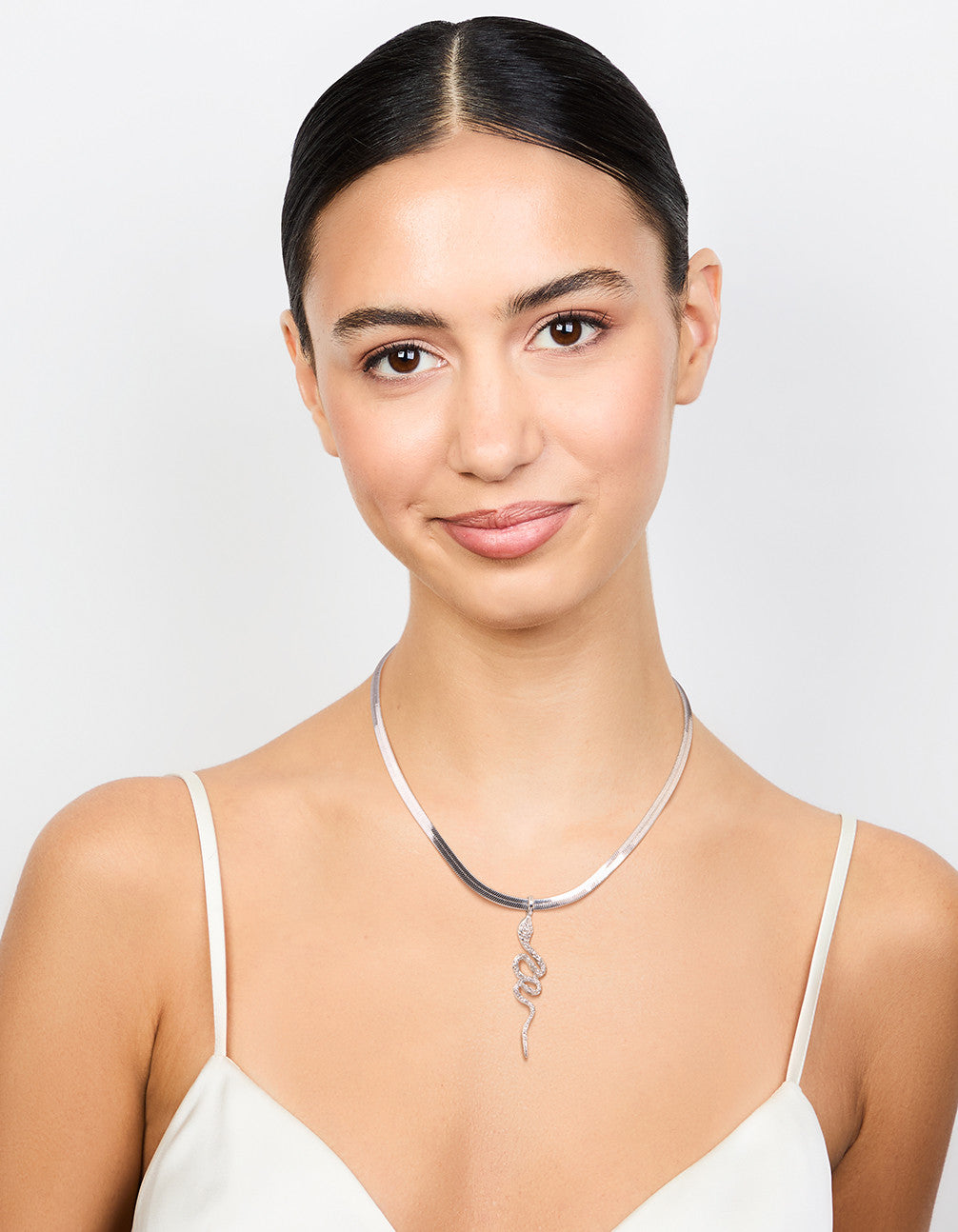 Silver Snake Pendant Necklace