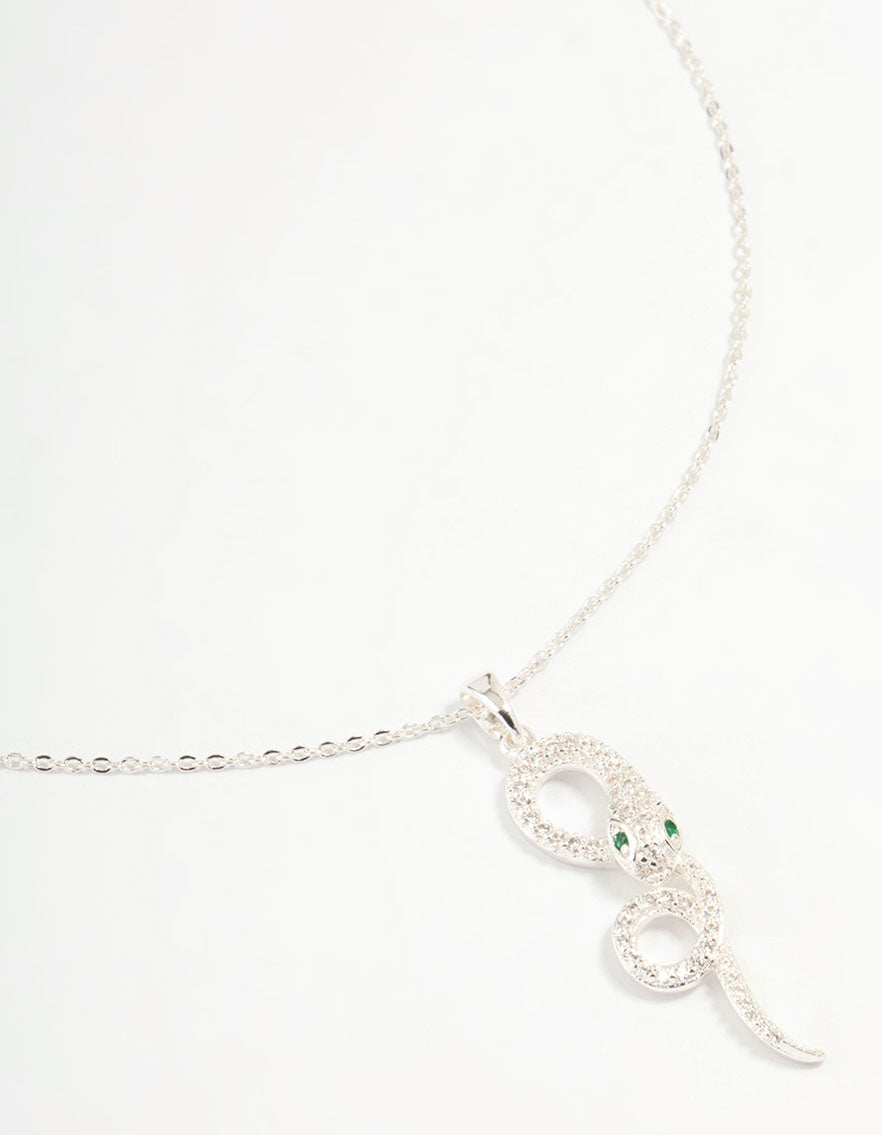 Silver Snake Swirl Pendant Necklace