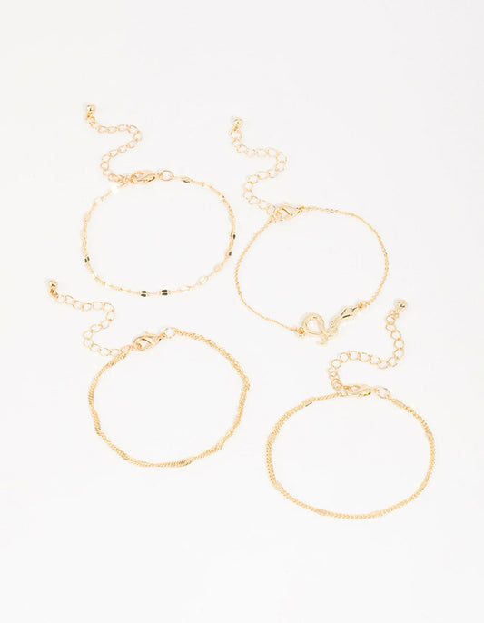 Gold Snake Bracelets 4-Pack