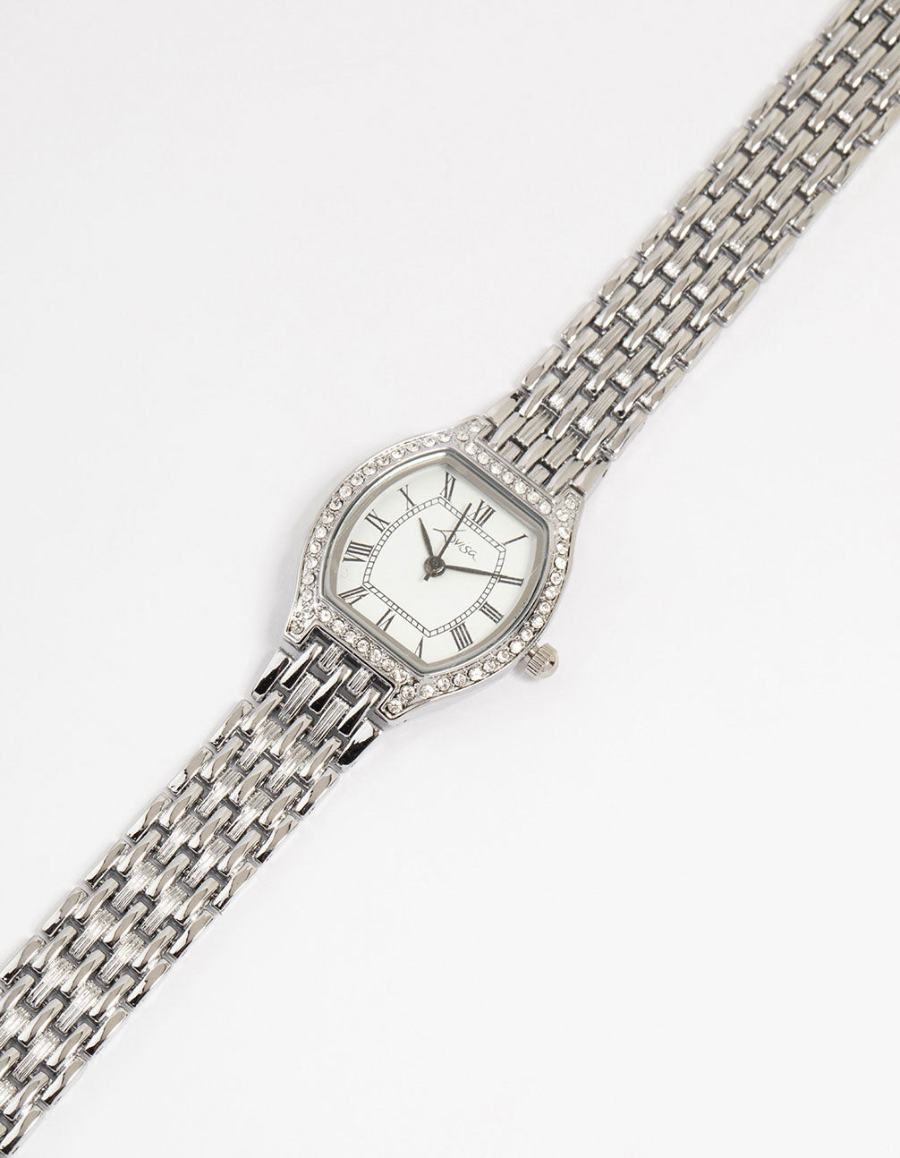 Silver Diamante Roman Numeral Small Watch