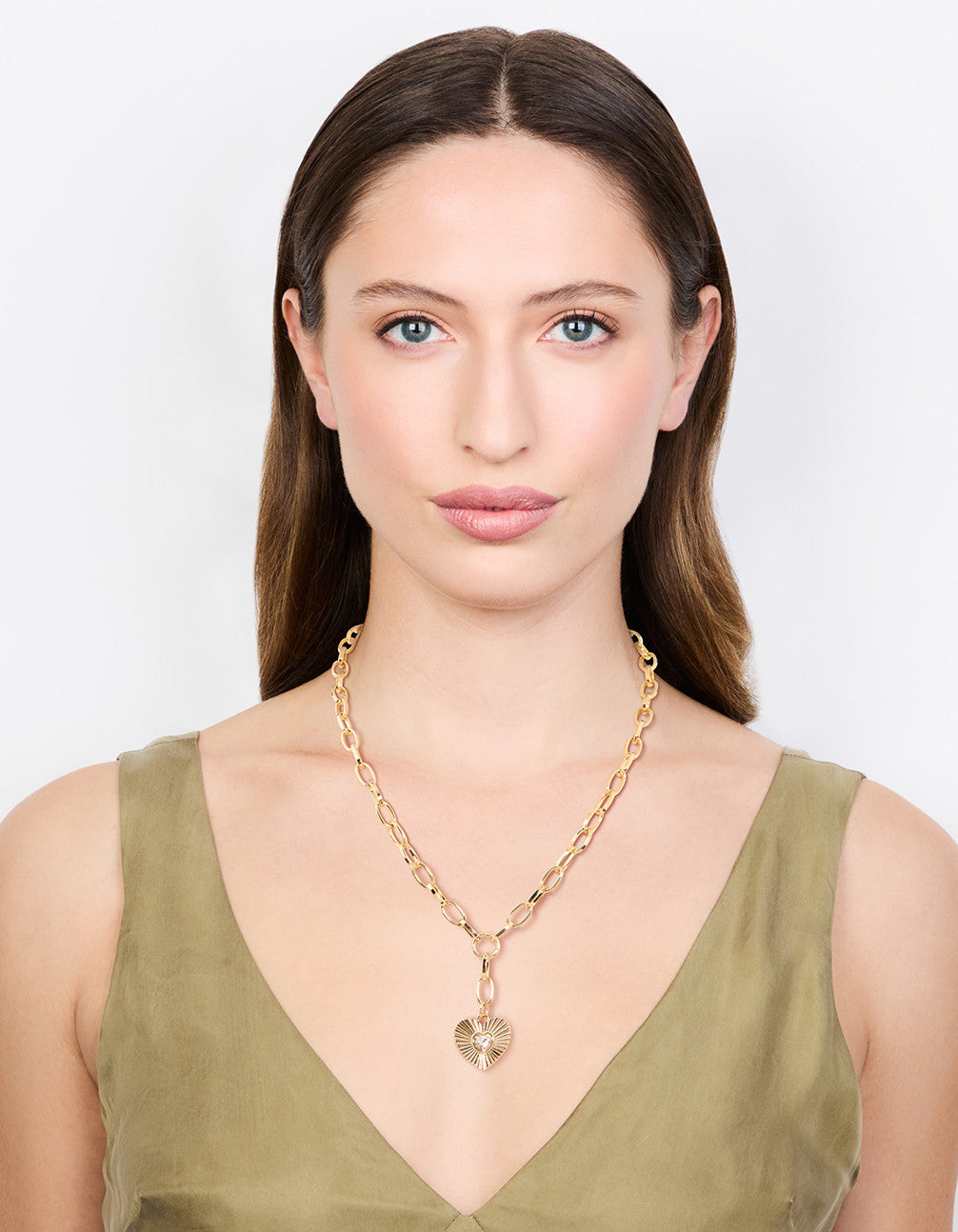 Gold Plated Heart Pendant Charm Necklace