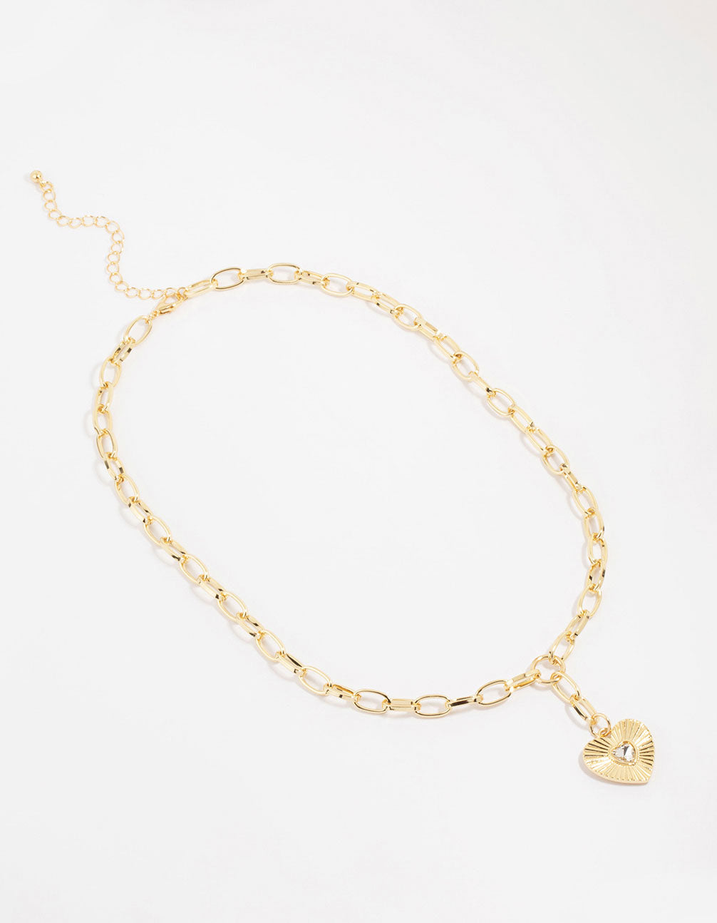 Gold Plated Heart Pendant Charm Necklace