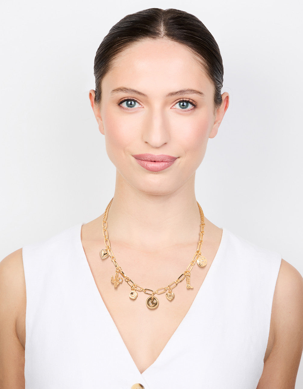 Gold Plated Moon & Boot Charm Necklace