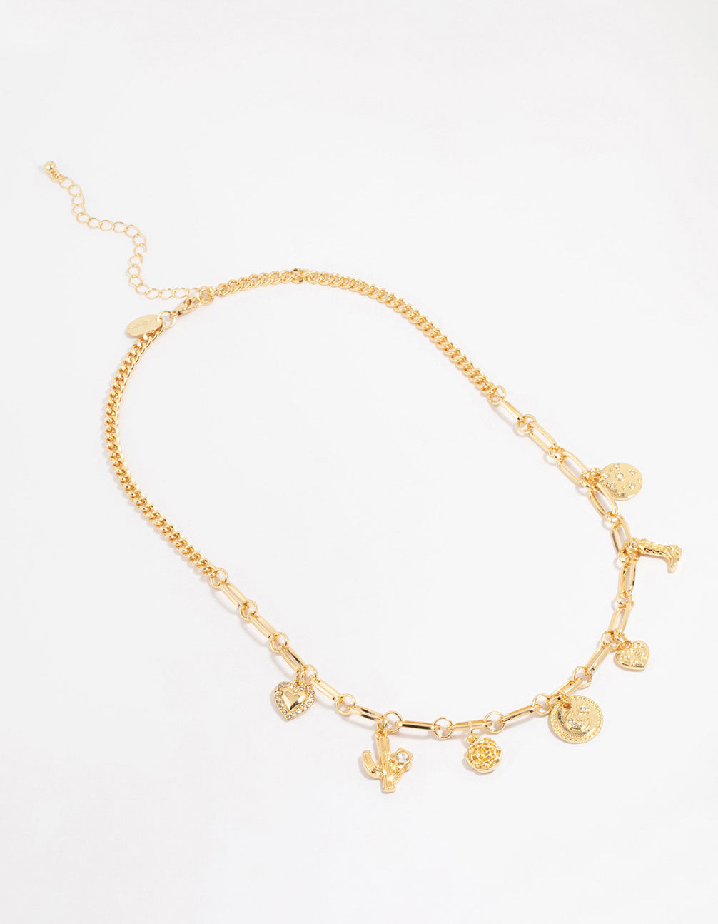 Gold Plated Moon & Boot Charm Necklace