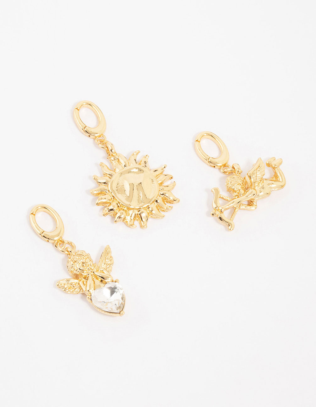 Gold Plated Angel & Sun Charms 3-Pack