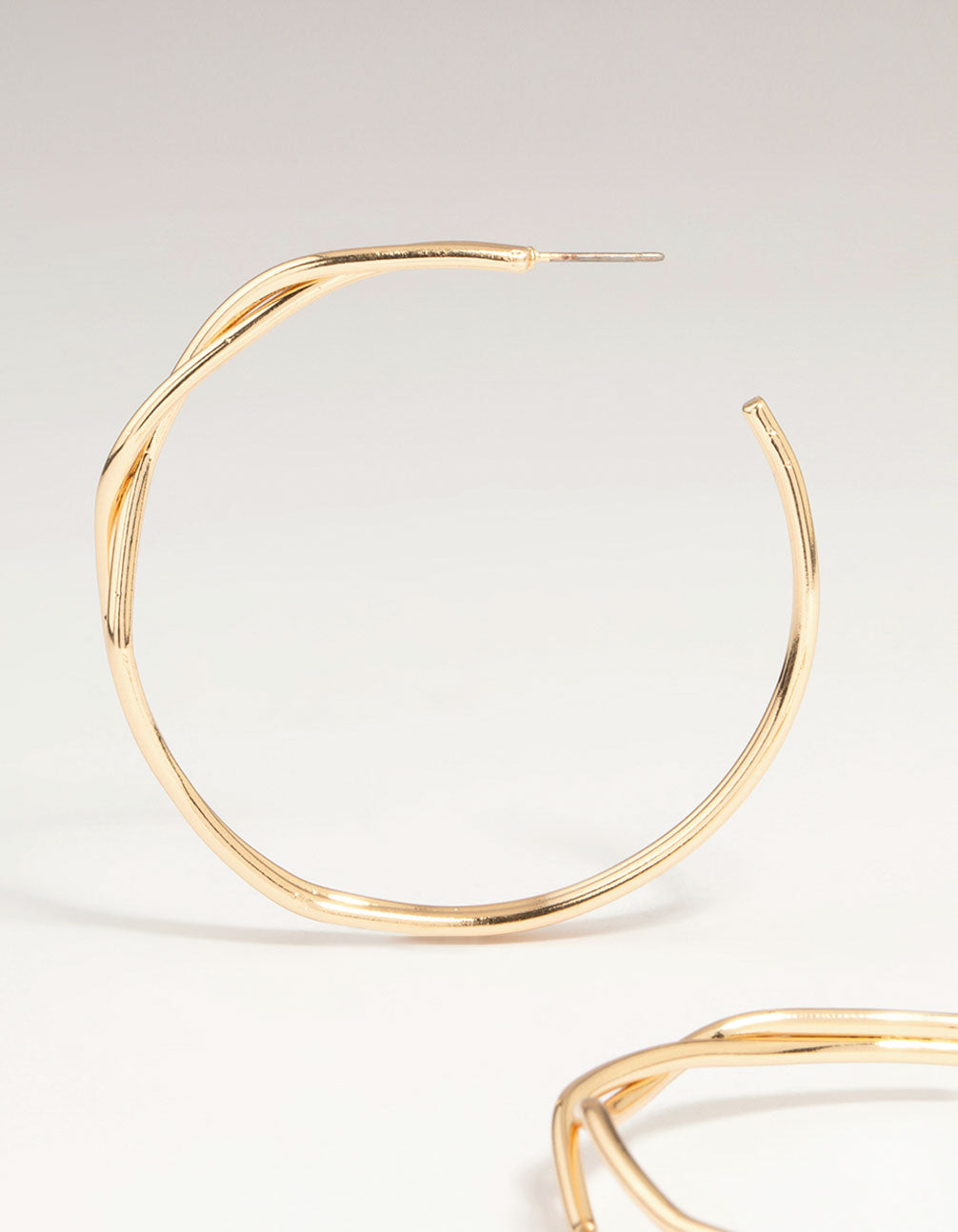 Gold Front Twisted Hoop Earrings