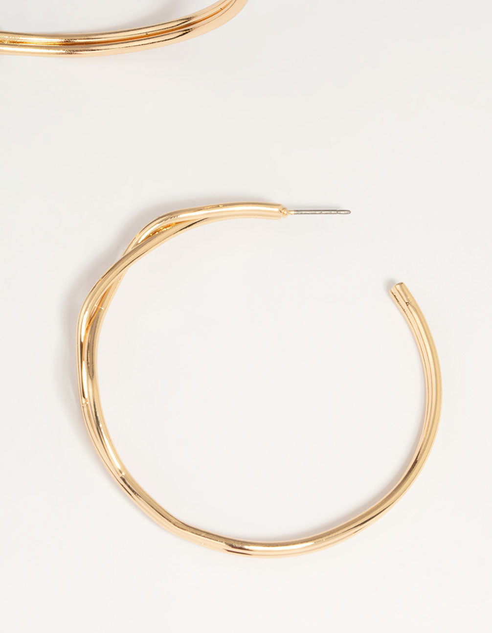 Gold Front Twisted Hoop Earrings