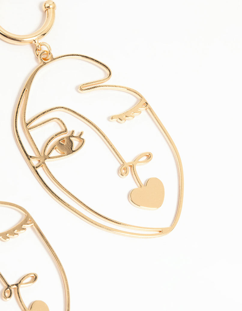 Gold Kissy Face Drop Earrings