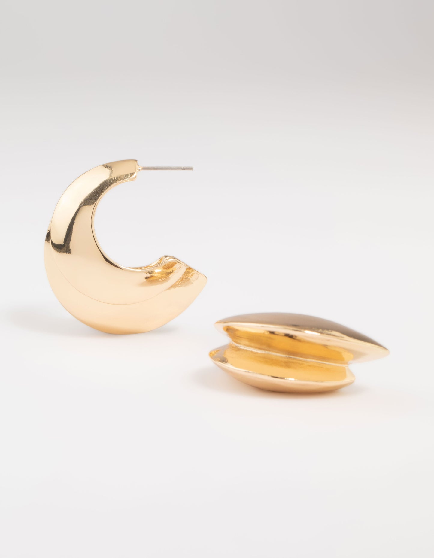 Gold Abstract Chubby Hoop Earrings