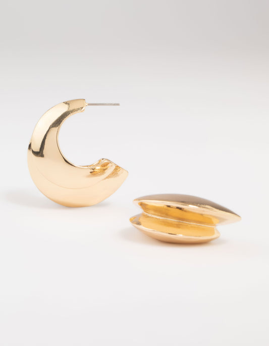 Gold Abstract Chubby Hoop Earrings