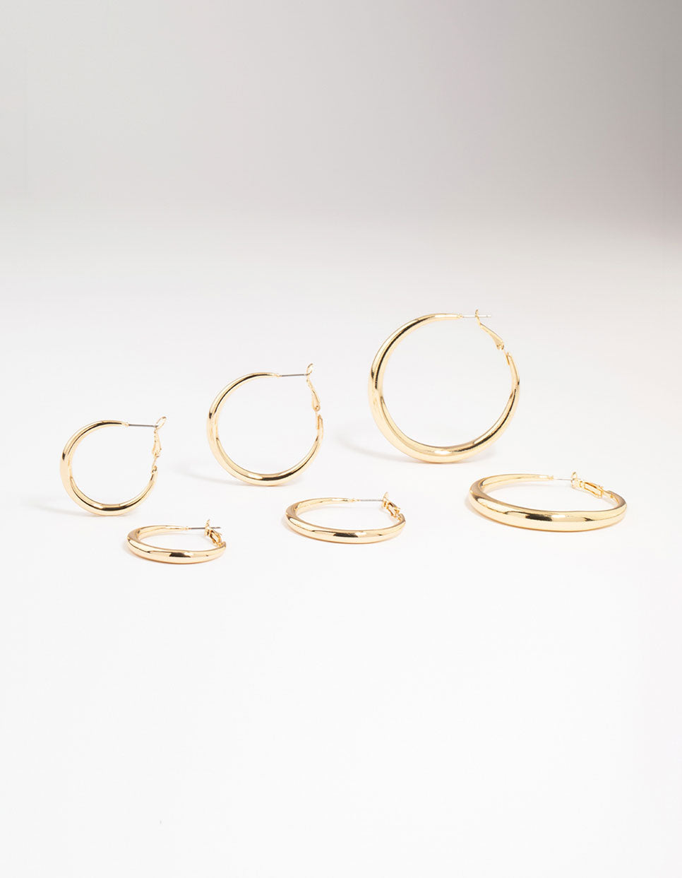 Gold Smooth Huggie Hoop Earrings 3-Pack