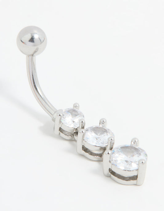 Surgical Steel Cubic Zirconia Drop Belly Bar