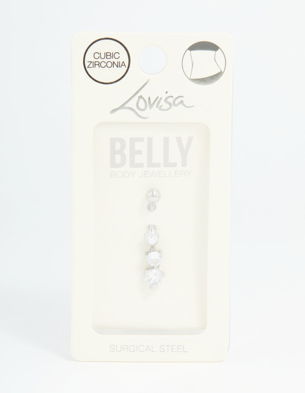 Surgical Steel Cubic Zirconia Drop Belly Bar