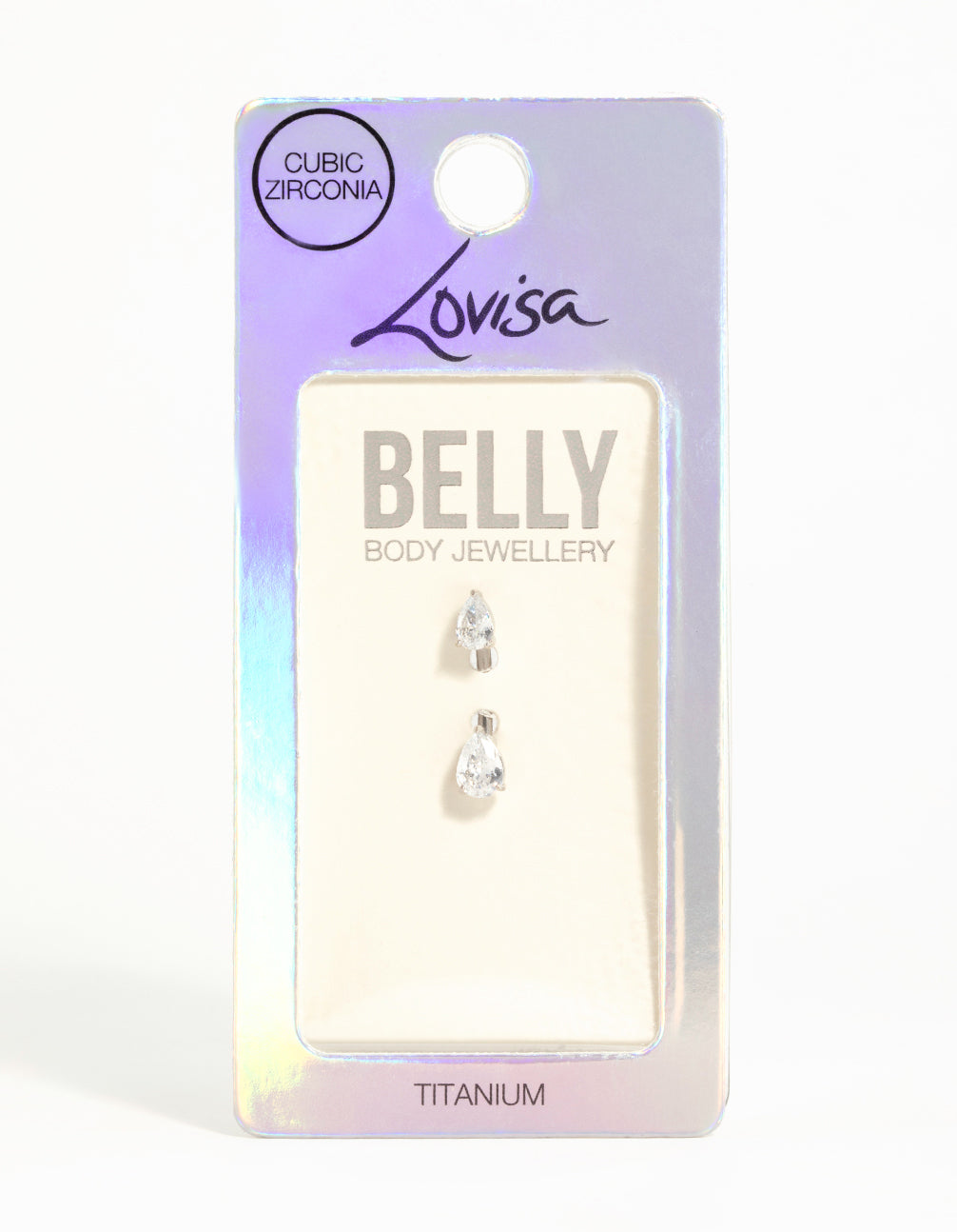 Titanium Cubic Zirconia Pear Belly Bar
