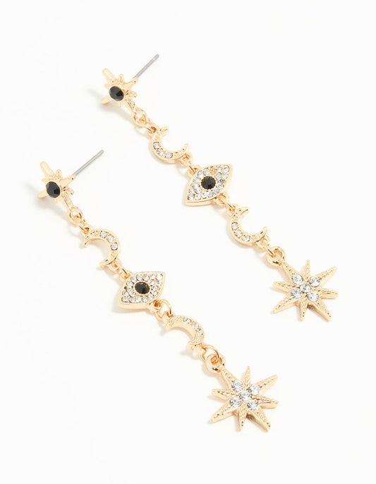 Gold Celestial Drop Earrings