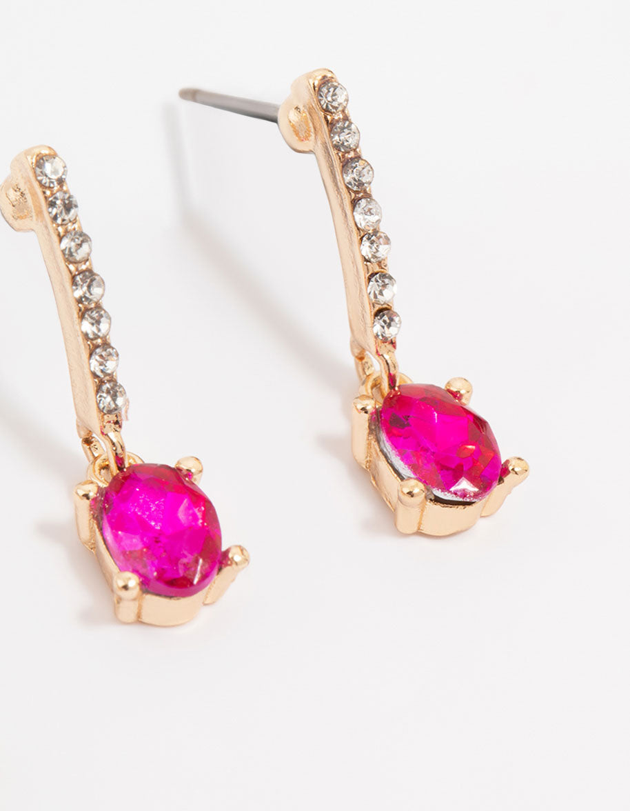 Gold Pink Diamante Clover Stud Earrings 3-Pack