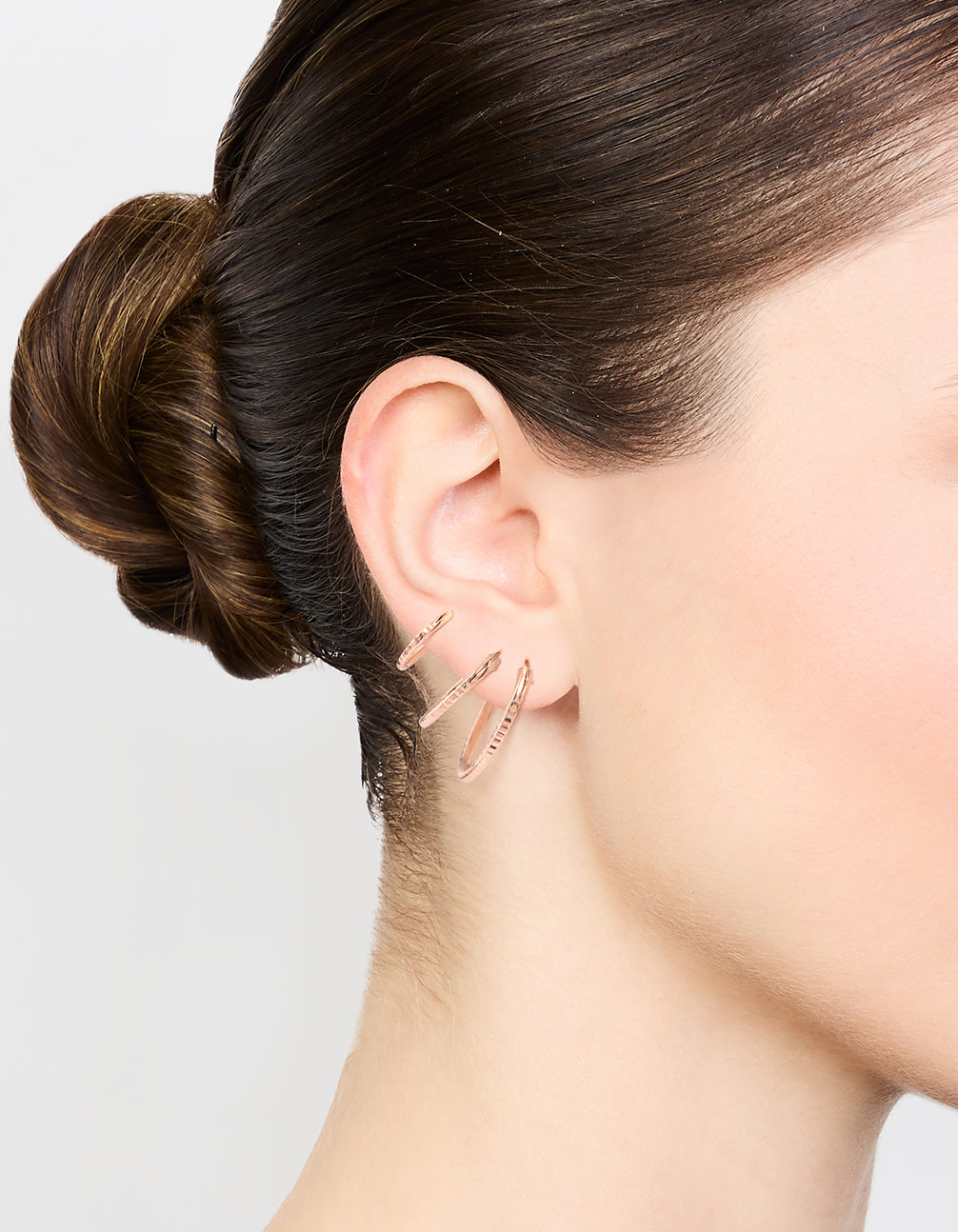Rose Gold Plated Sterling Silver Textured Hoop Earrings 3-Pack
