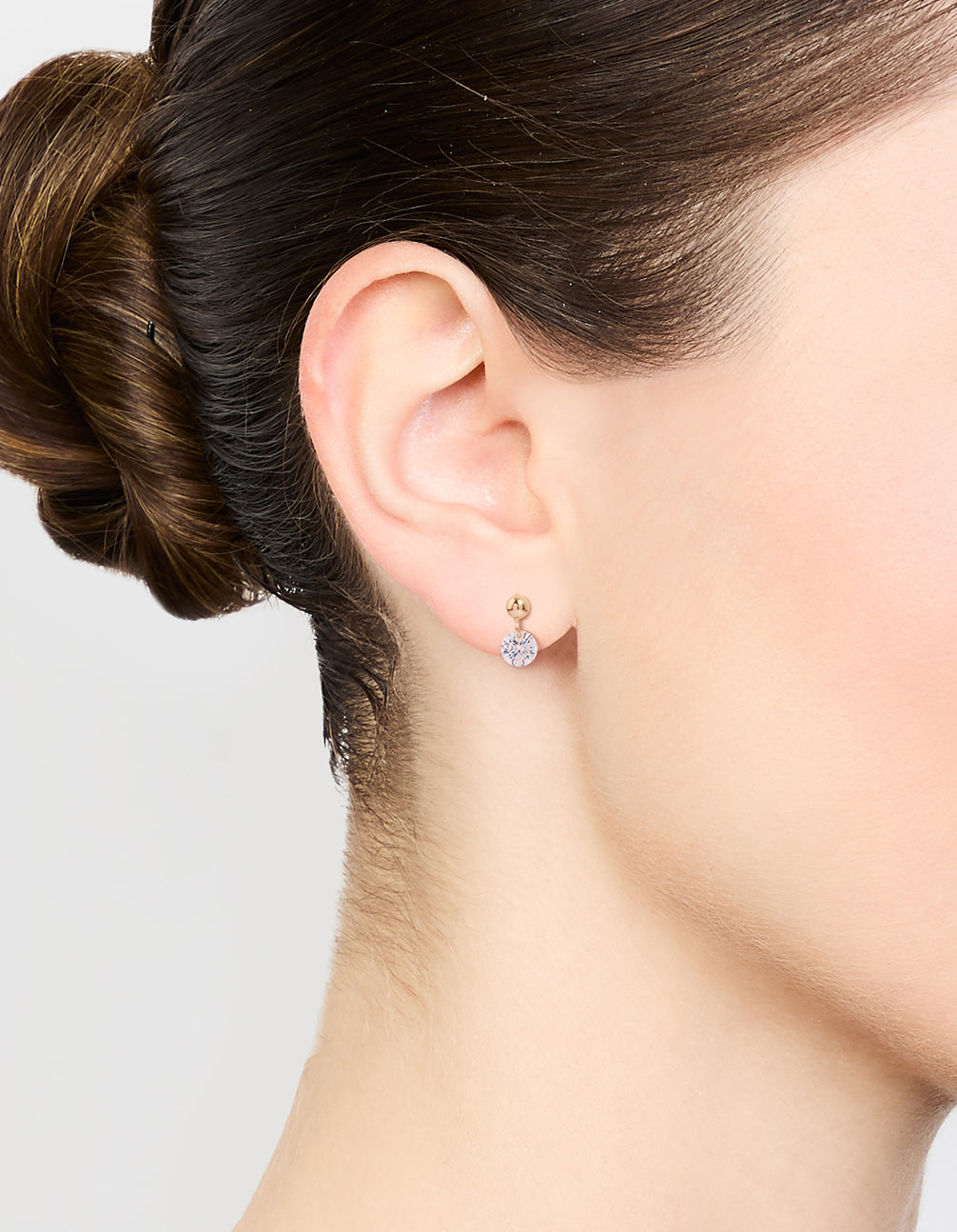 Rose Gold Plated Sterling Silver Diamante Drop Stud Earrings