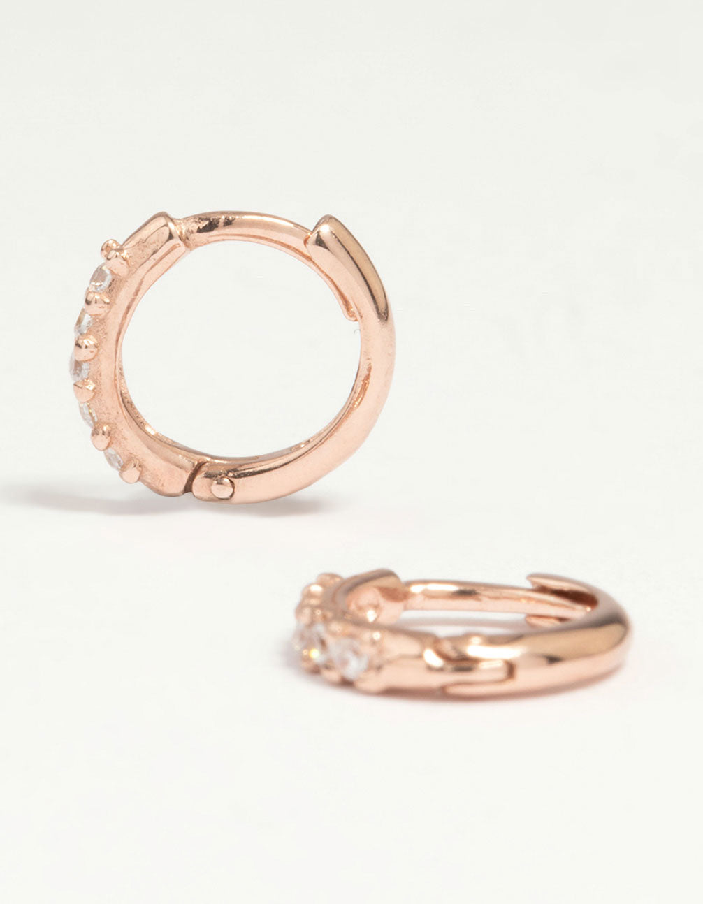 Rose Gold Plated Sterling Silver Cubic Zirconia Huggie Earrings
