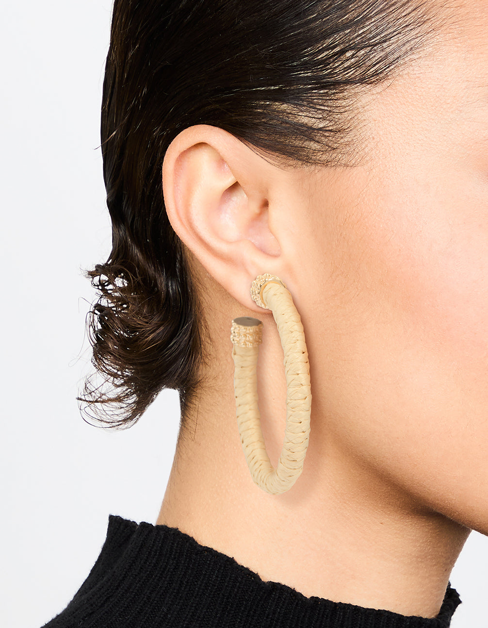 Paper Raffia Wrapped Hoop Earrings