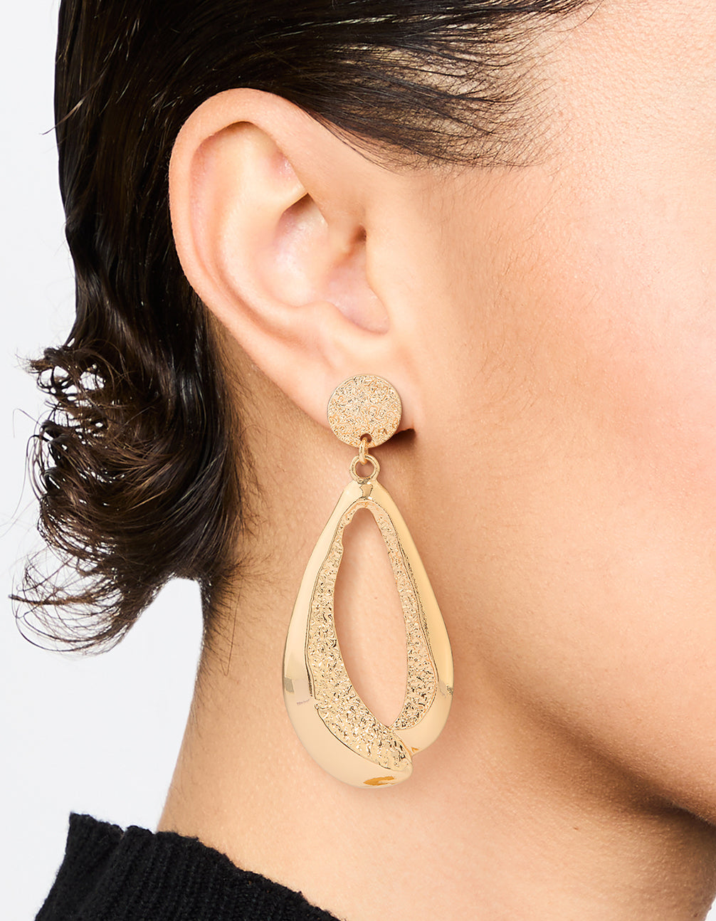Gold Molten Organic Drop Earrings