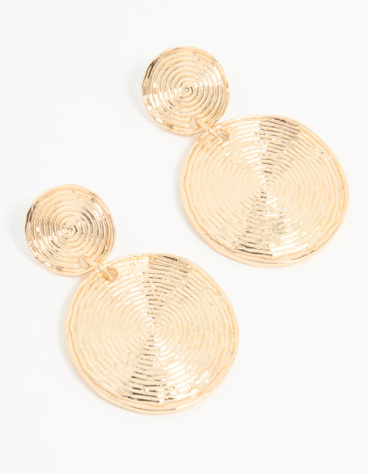 Gold Spiral Drop Earrings
