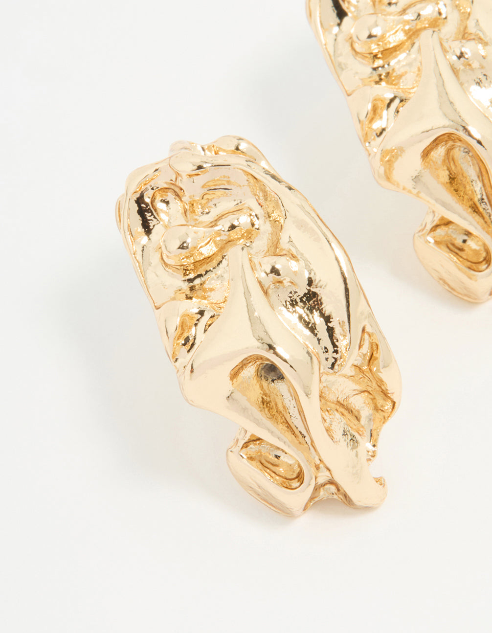 Gold Molten Texture Earrings