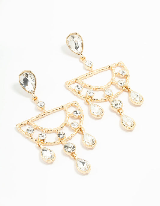 Gold Diamante Drop Earrings