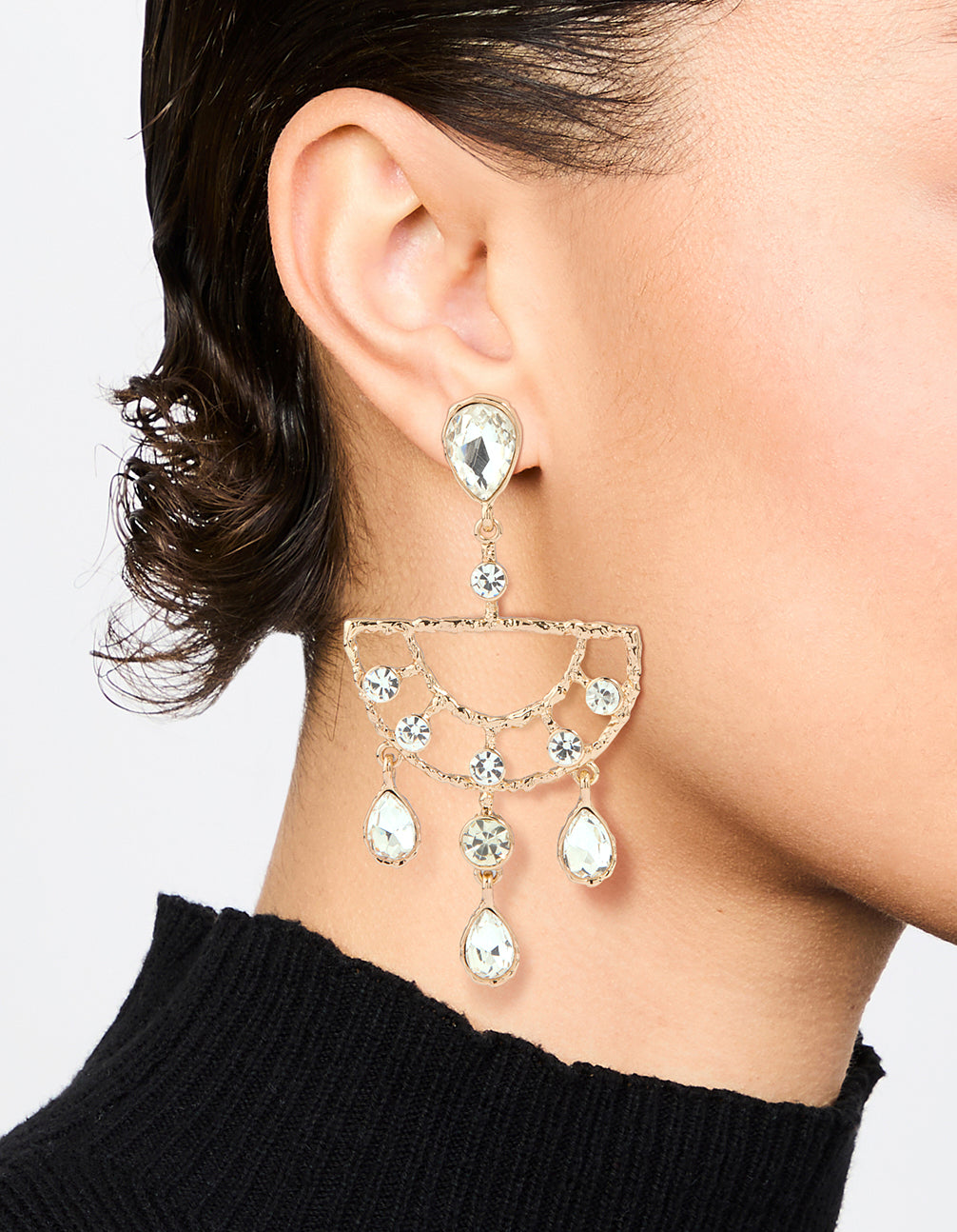 Gold Diamante Drop Earrings