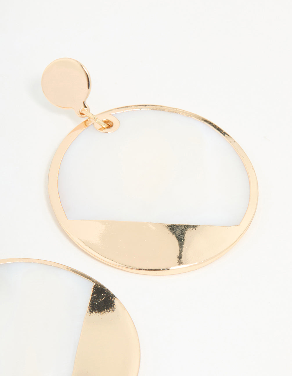 Gold & White Genuine Shell Effect Drop Earrings