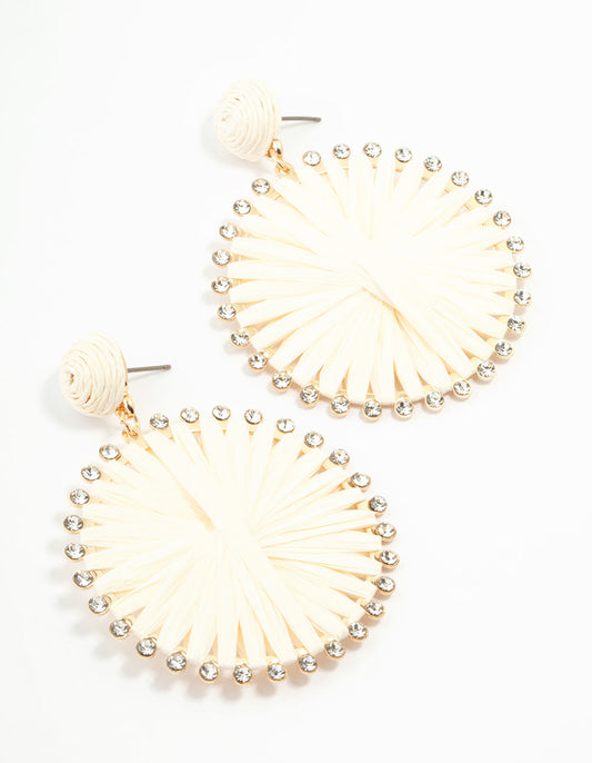 Paper Raffia Wrap Circle Drop Earrings