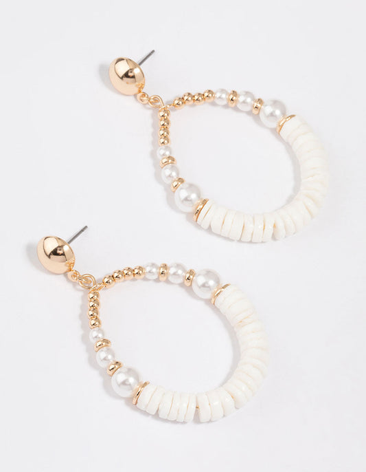 Pearl Beaded Circle Drop Earrings