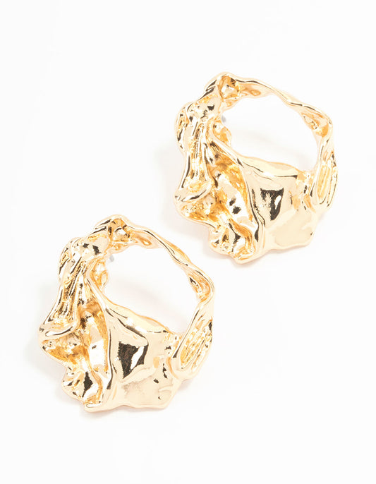 Gold Molten Statement Stud Earrings