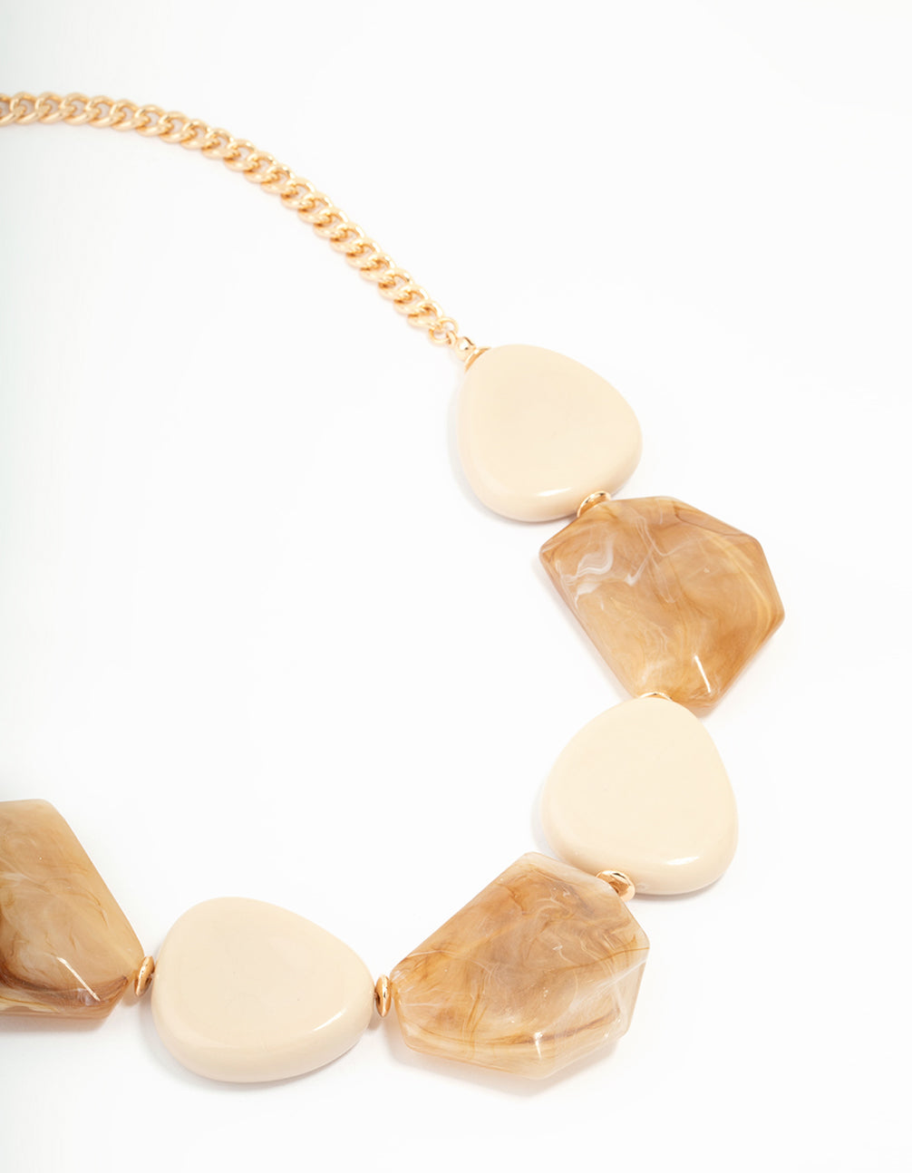 Brown & White Acrylic Statement Pendant Necklace