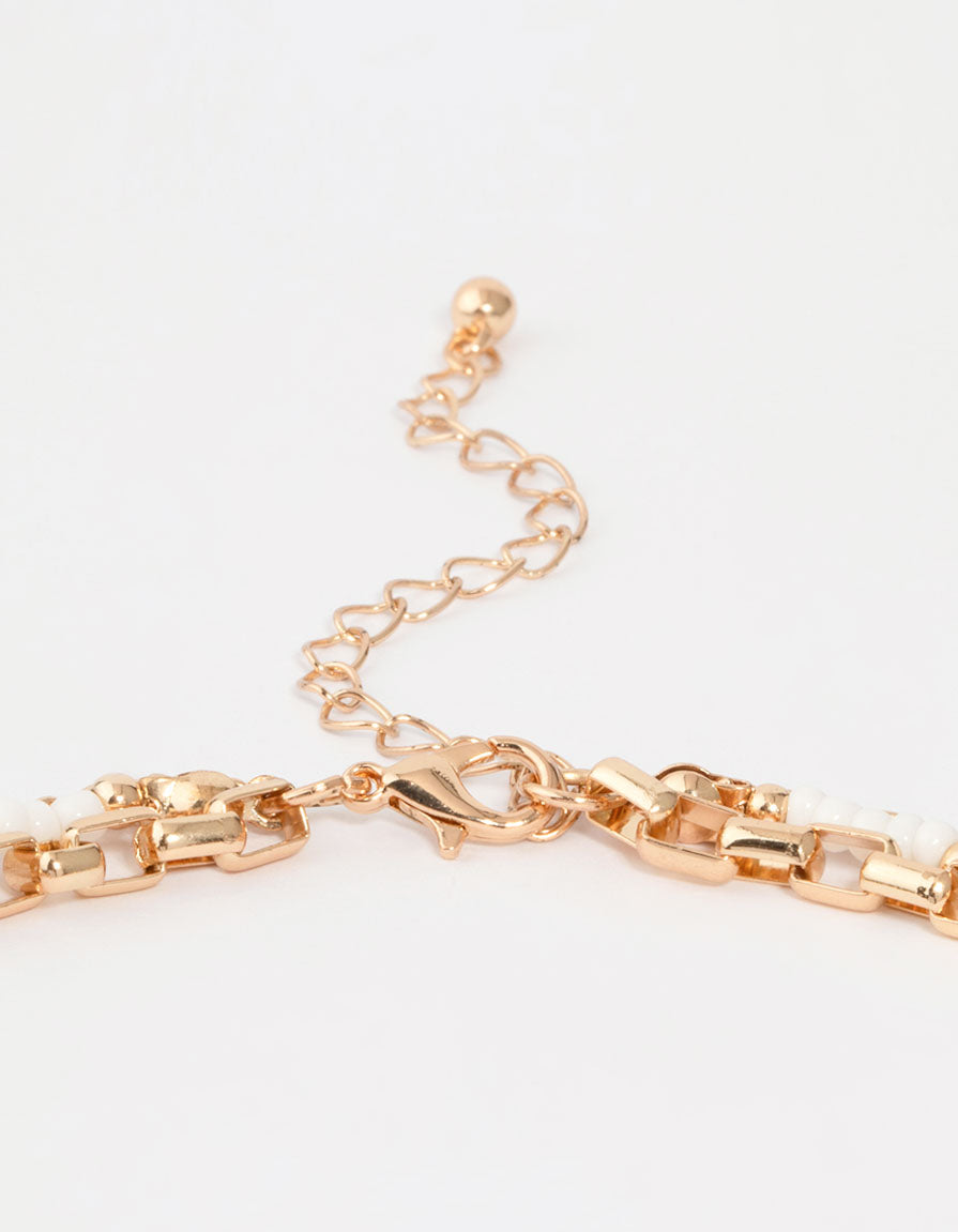 Gold Bead & Tassel Layered Necklace