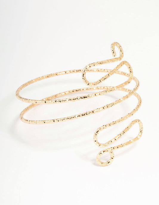 Gold Molten Twisted Arm Cuff
