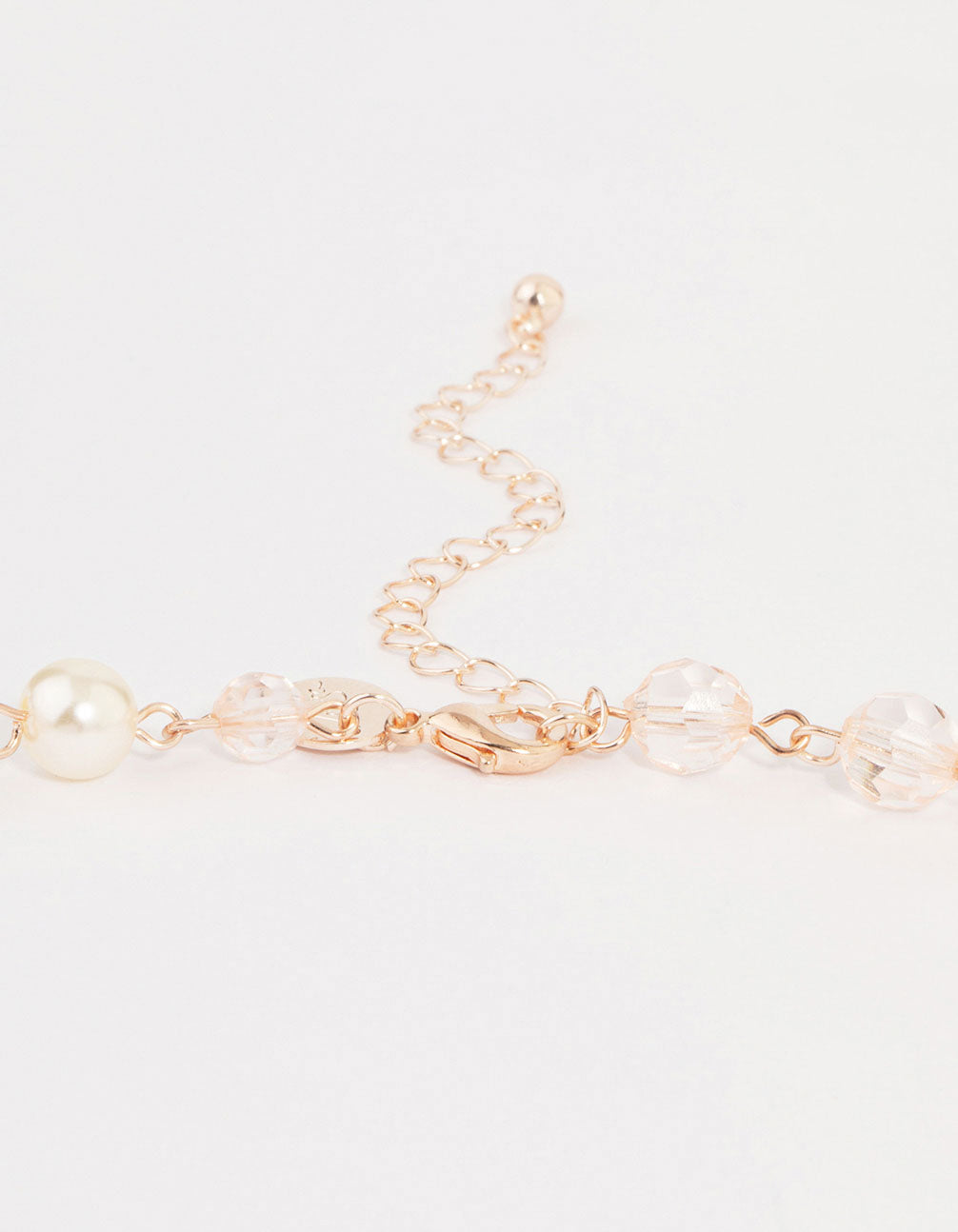 Rose Gold Pearl Beaded Long Necklace