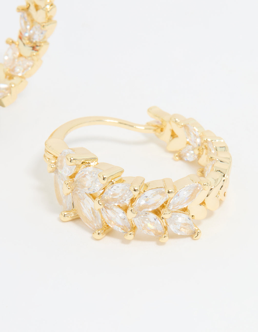 Gold Plated Cubic Zirconia Vine Hoop Earrings