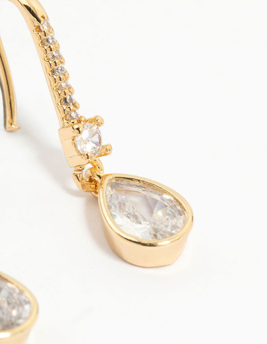 Gold Plated Diamante Pavé Hook Earrings
