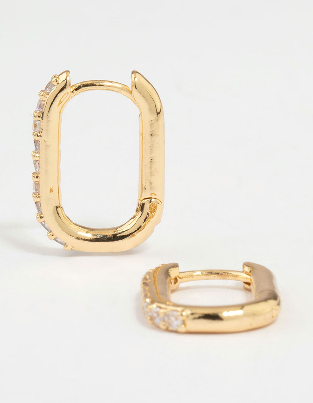 Gold Plated Diamante Oval Hoop Earrings