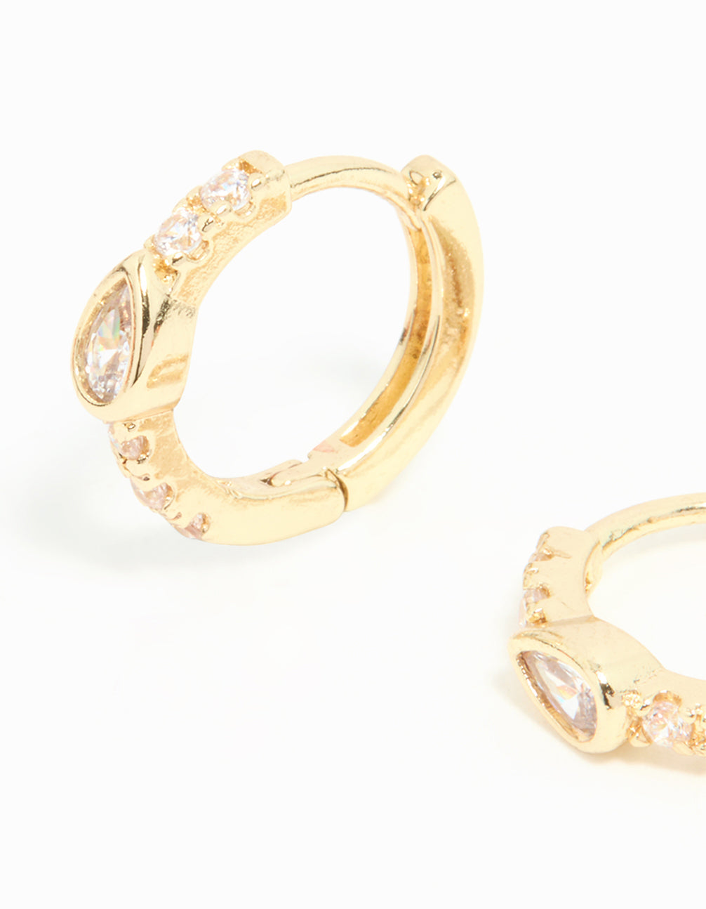 Gold Plated Stone Pave Hoop Earrings
