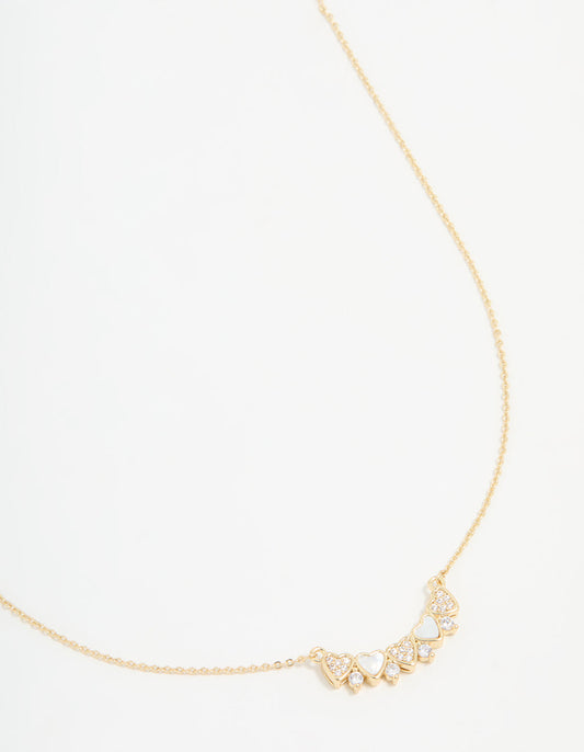 Gold Plated Mini Heart Banner Necklace